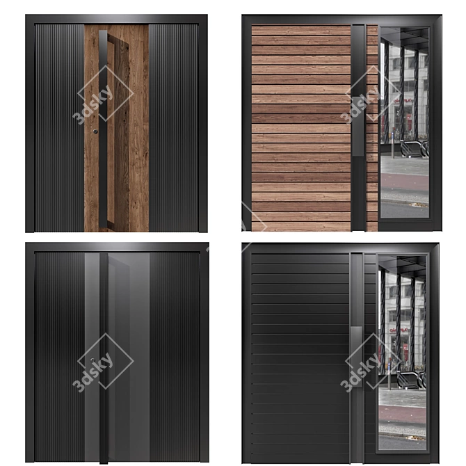 Multi-Style Entrance Door Set 3D model image 1