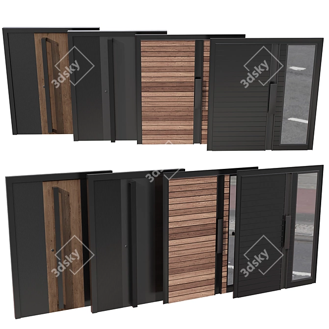 Multi-Style Entrance Door Set 3D model image 2