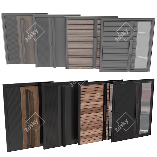 Multi-Style Entrance Door Set 3D model image 7