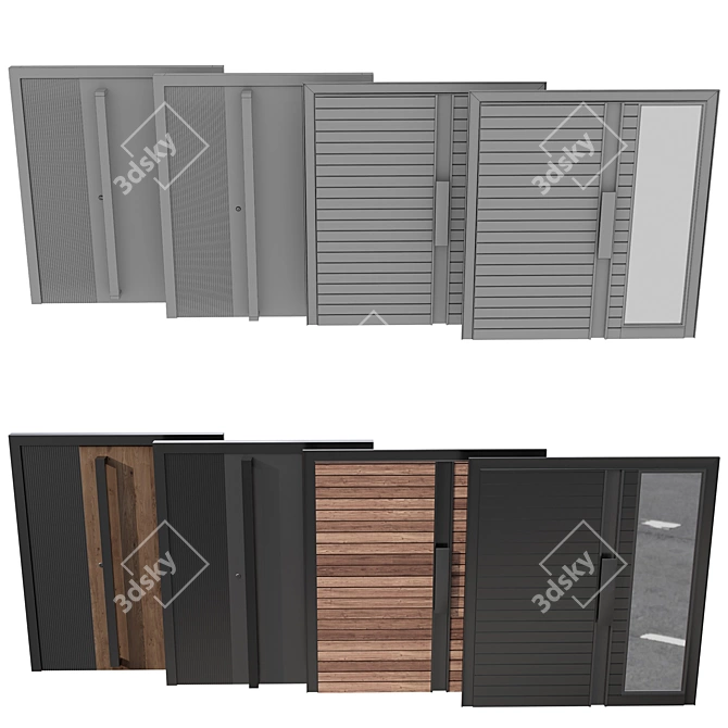 Multi-Style Entrance Door Set 3D model image 8