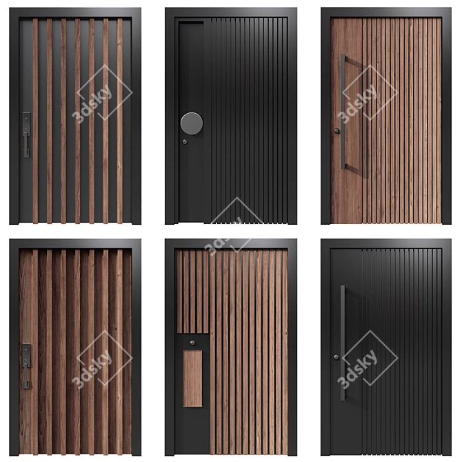 Versatile Entry Door Collection - 6 Designs 3D model image 1