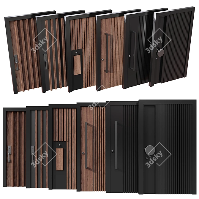 Versatile Entry Door Collection - 6 Designs 3D model image 2