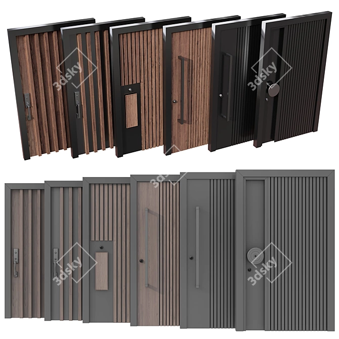 Versatile Entry Door Collection - 6 Designs 3D model image 7