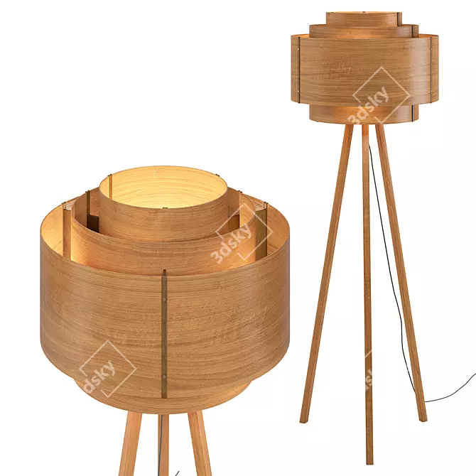 Sleek Drum Floor Lamp 3D model image 2