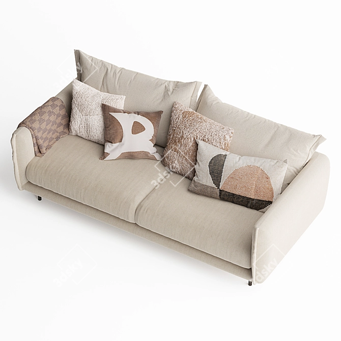 Stylish Ribbon 3-Seater Couch 3D model image 3