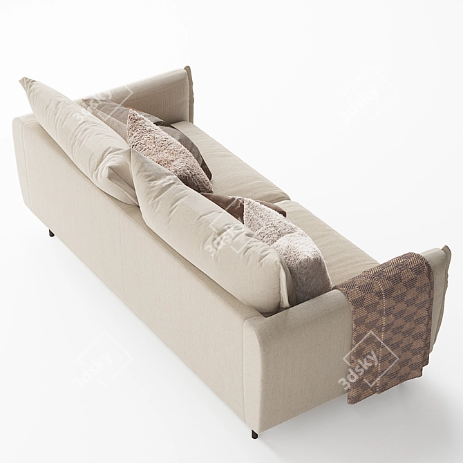 Stylish Ribbon 3-Seater Couch 3D model image 6