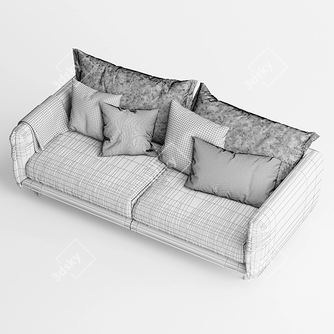 Stylish Ribbon 3-Seater Couch 3D model image 7