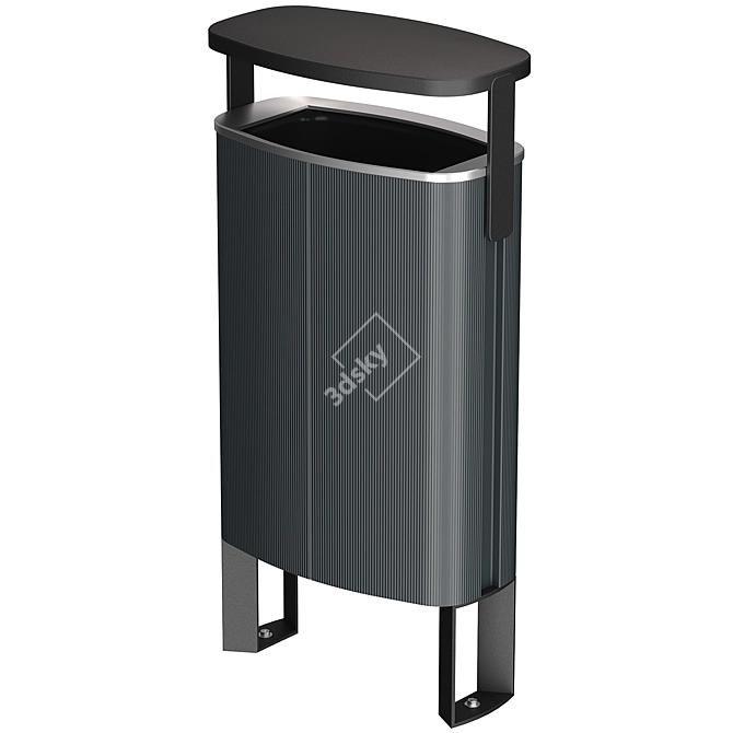 Modern Aluminum Trash Bin ZIEGLER 3D model image 1