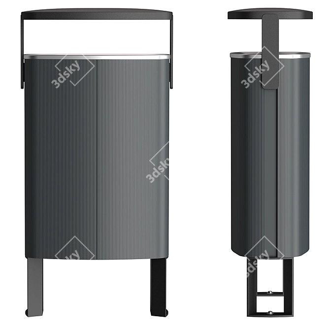 Modern Aluminum Trash Bin ZIEGLER 3D model image 2