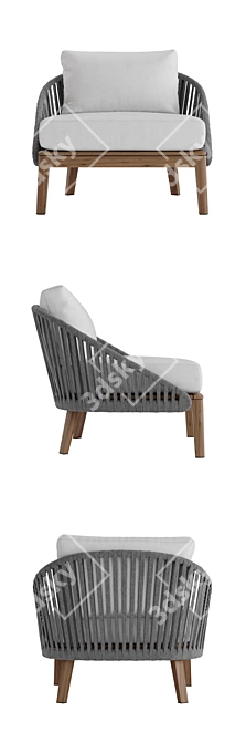 Teak & Tricord Lounge Chair 3D model image 3