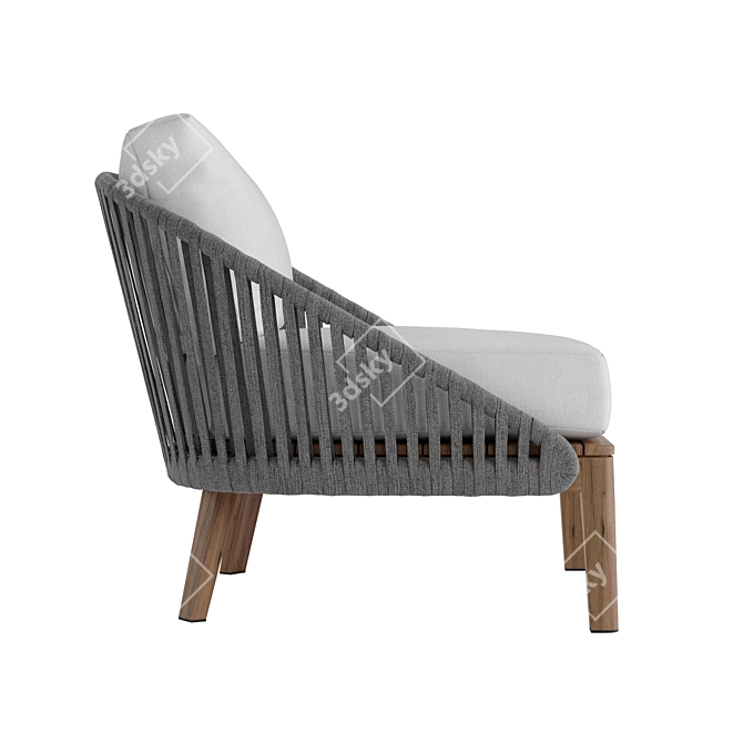 Teak & Tricord Lounge Chair 3D model image 5