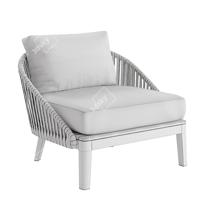 Teak & Tricord Lounge Chair 3D model image 7