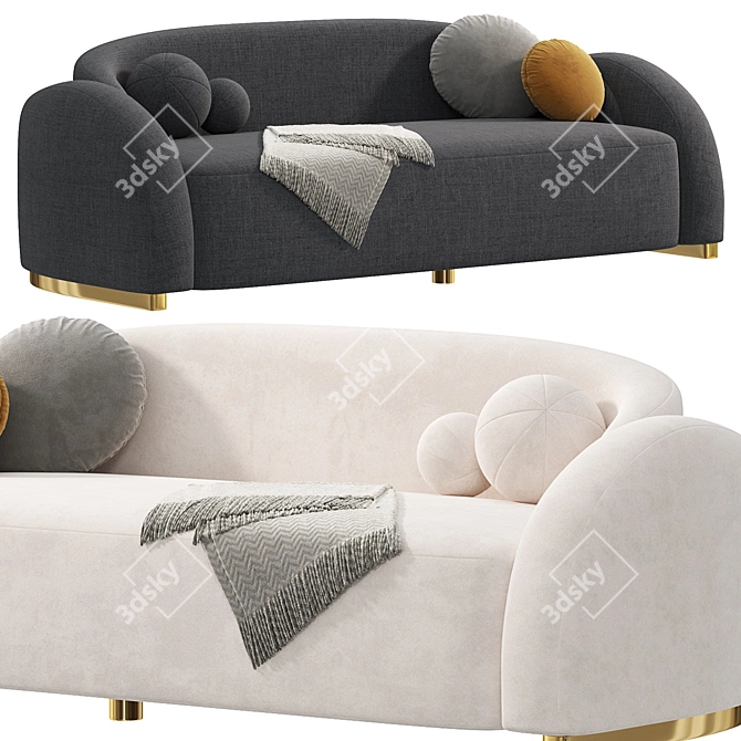 Elegant CURVAO Sofa in Millimeters 3D model image 2