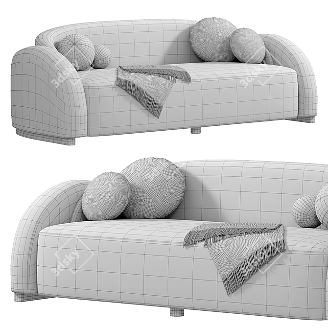 Elegant CURVAO Sofa in Millimeters 3D model image 4