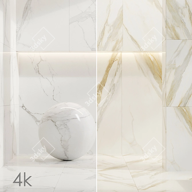 Marble BUNDLE: Calacatta Gold & Carrara White 3D model image 1