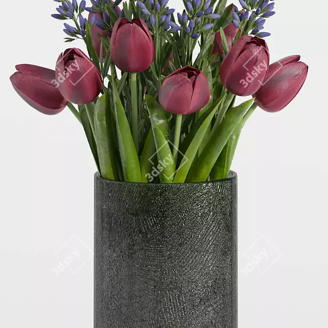 Vibrant Tulip Flower Bouquet Set 3D model image 3