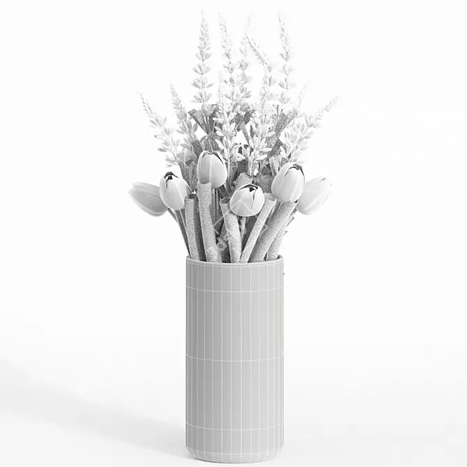 Vibrant Tulip Flower Bouquet Set 3D model image 4