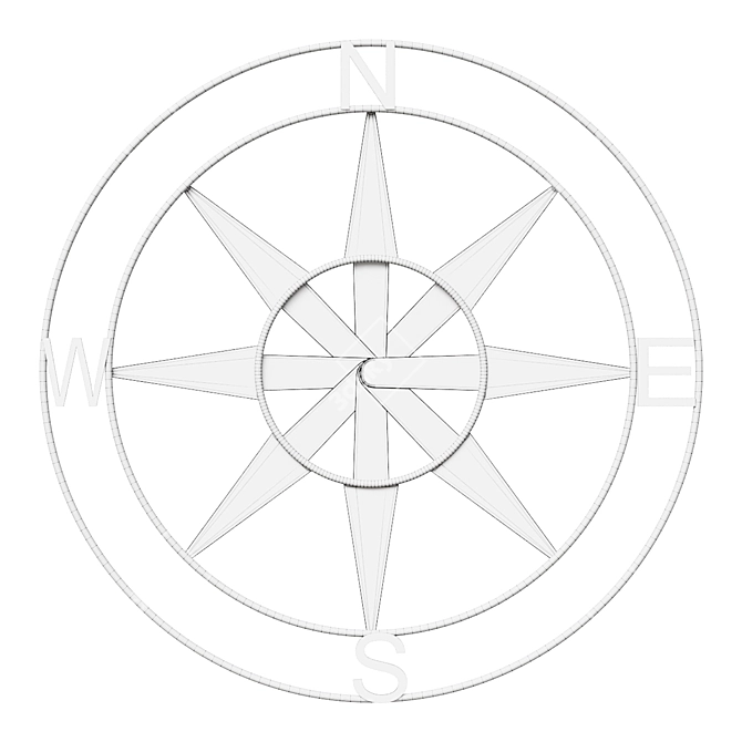 Metal Compass Wall Decor 3D model image 2