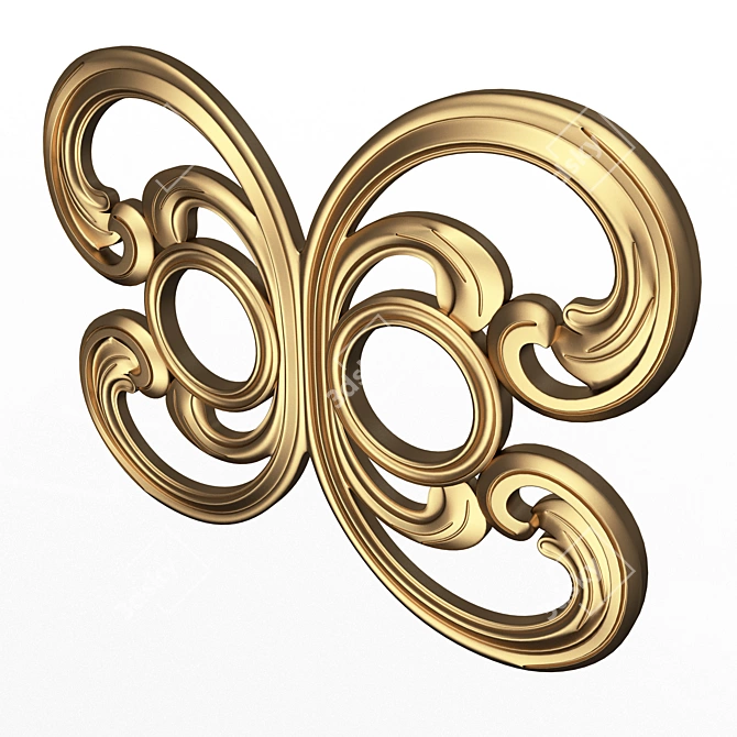 Hand-Carved Decorative Door Handle 3D model image 3