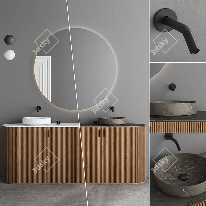 Modern Bathroom Vanity Unit Set 3D model image 1