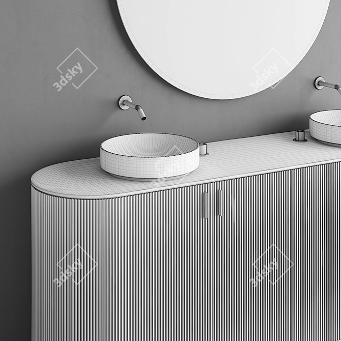 Modern Bathroom Vanity Unit Set 3D model image 4