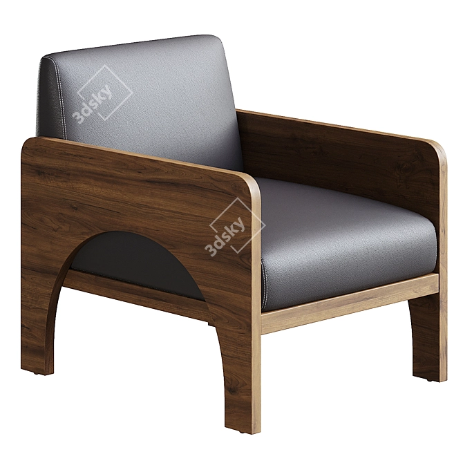 Sonoma Black Leather Chair, Modern 3D model image 1