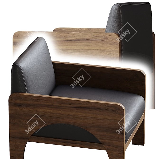 Sonoma Black Leather Chair, Modern 3D model image 2