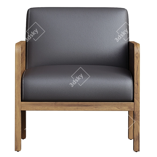 Sonoma Black Leather Chair, Modern 3D model image 4