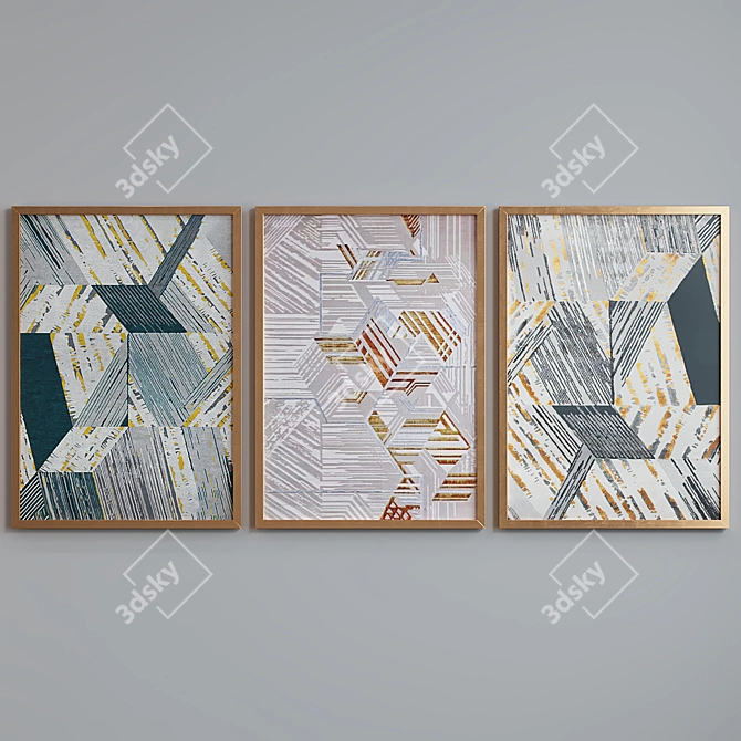 Modern Abstract Picture Frame Set 3D model image 2