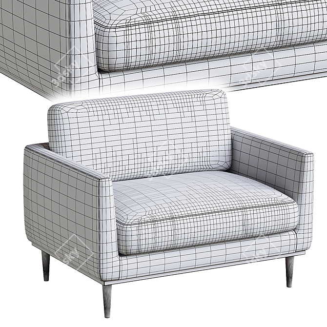 Luxurious Norfolk Love Seat Sofa 3D model image 5