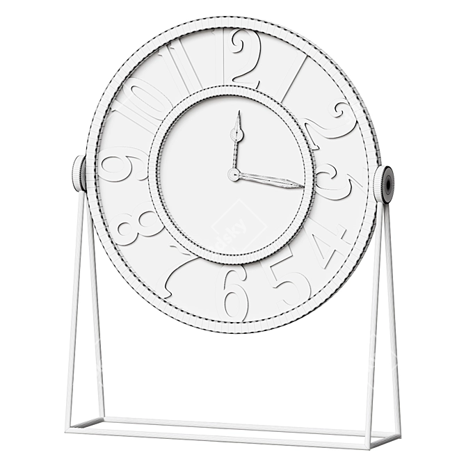 Round Glossy White Table Clock 3D model image 2