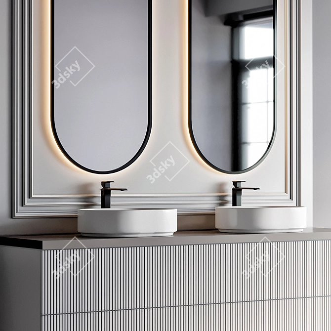 Modern Bathroom Furniture Set with Gessi Rettangolo Faucet 3D model image 2