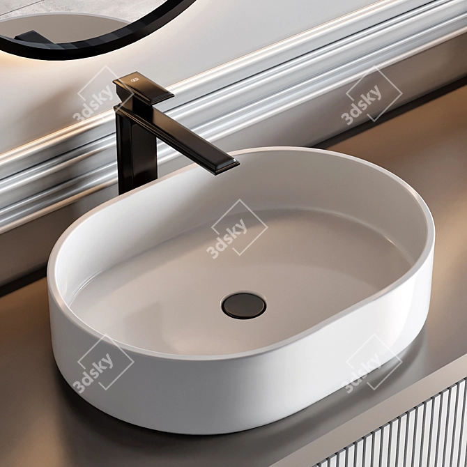 Modern Bathroom Furniture Set with Gessi Rettangolo Faucet 3D model image 4