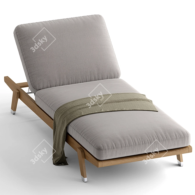 Elegant Iroko Sun Lounger 3D model image 3