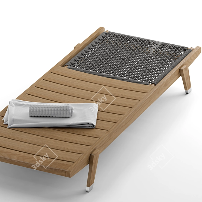 Elegant Iroko Sun Lounger 3D model image 4