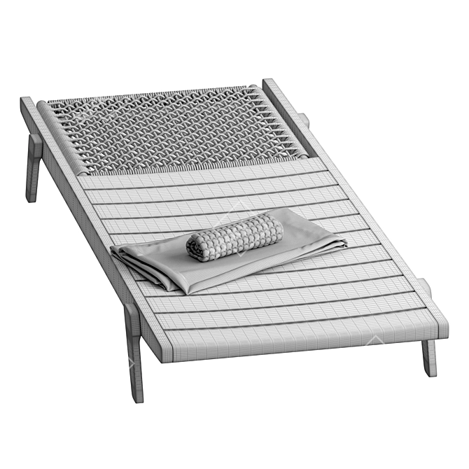 Elegant Iroko Sun Lounger 3D model image 7