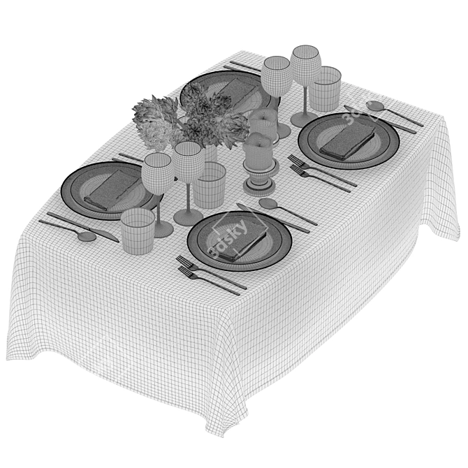 Luxury Tablecloth Bundle Set - Gallotti & Radice + Sylvestrina 3D model image 11