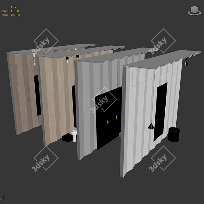 Modern 3D Panel Set Design 3D model image 7