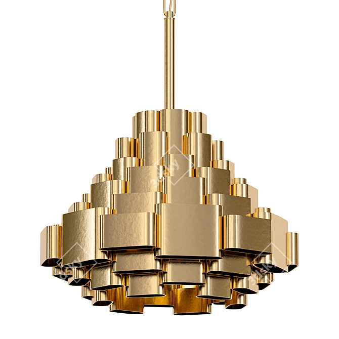 Totally Tubular Gold Pendant Light 3D model image 1