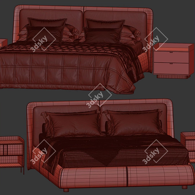 Modern Bend Bed Frame Design 3D model image 6