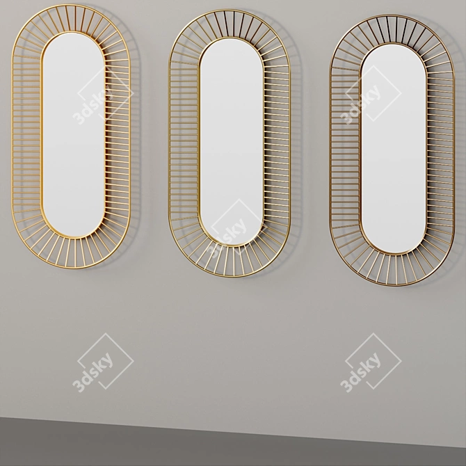 Art Deco Brass Hanging Mirror 3D model image 2