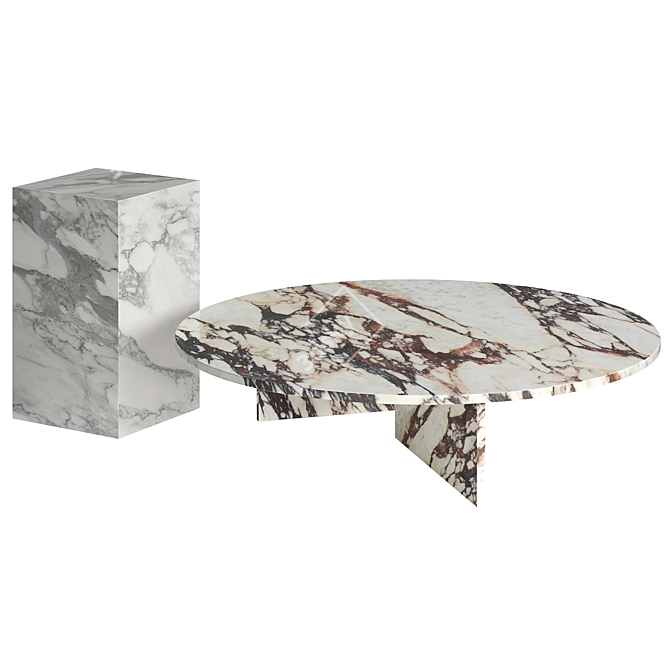 Sleek Marble Side Tables Duo 3D model image 1