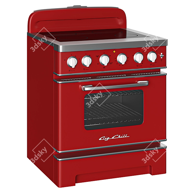 Retro Induction Range: Modern Cooking 3D model image 1