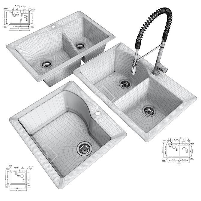 Modern Kraus Kitchen Sink 3D 3D model image 2