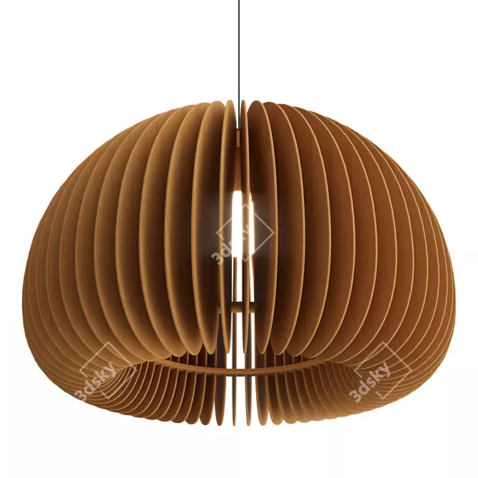 Rustic Wooden Pumpkin Pendant Lamp 3D model image 1