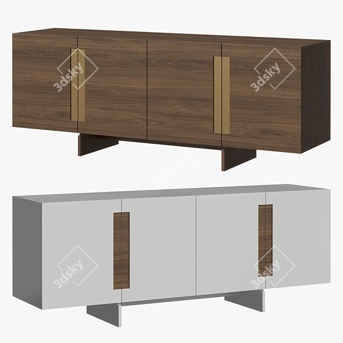 Brixton White & Walnut Sideboard 3D model image 1