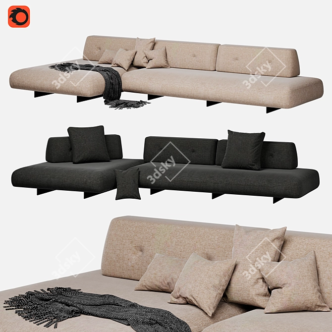 Modern Sand Sofa Comfort Concept 3D model image 4