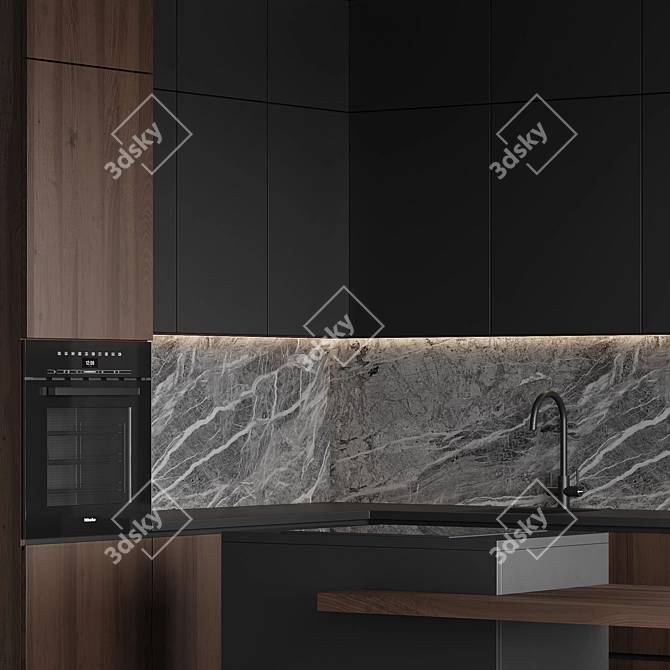 Modern Kitchen 3D Model Set 3D model image 3