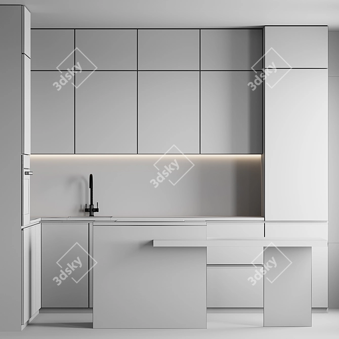 Modern Kitchen 3D Model Set 3D model image 7