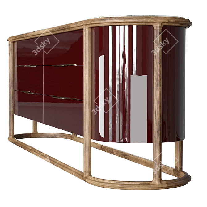 Elegant Walnut Chest Drawers 3D model image 4